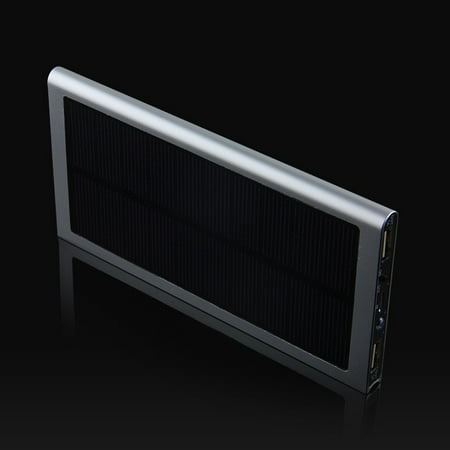 iMeshbean New 12000mAh Solar Power Bank Ultra-thin Metal Case Dual USB Poratble Charger for Phone