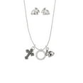 thumbnail image 3 of Silvertone Hermana Eternity Ring Silver Tone Cross and Bunny Necklace and Earrings Set, 3 of 5