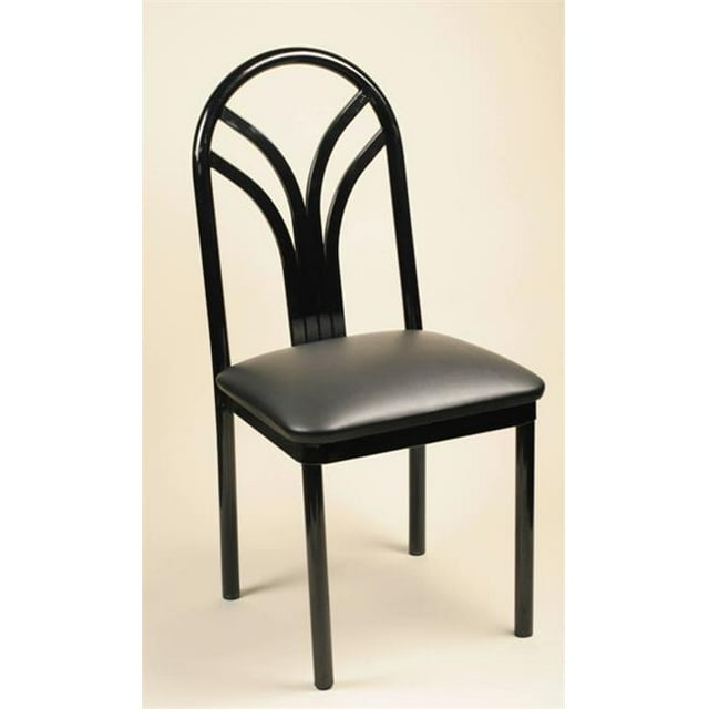 Alston Quality 190 BLK-Blue Ridge Lily Metal Side Chair With Upholstered Seat Black Frame