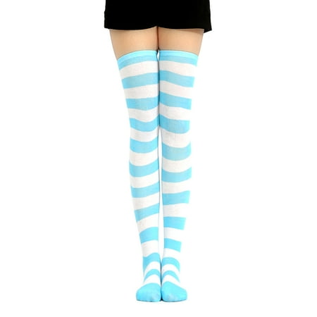 

Besufy Adult Women Stockings Sweet Stripe Thigh High Over The Knee Stockings Stretch Long Cosplay Socks
