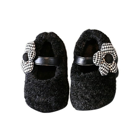 

Difumos Infant Flats Prewalker Dress Shoes First Walker Mary Jane Winter Cozy Princess Shoe Fuzzy Soft Sole Black 9C