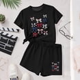 thumbnail image 6 of ATOGUTA Girl Everyday Outfits Kids Short Sleeve T-Shirts Elastic Waist Shorts Casual Summer Clothing Sets 4th of July Size 3T-15, Black, 6 of 6