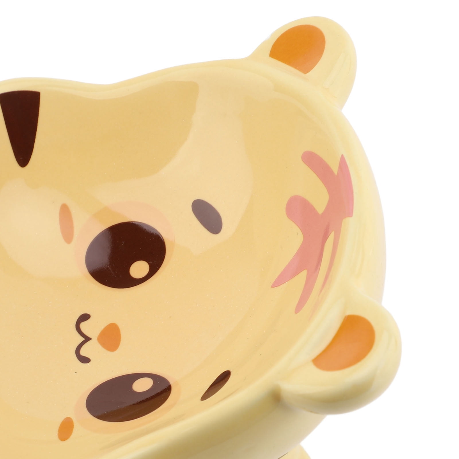 Rupoun Ceramic Pet Bowl Cute Cartoon Tiger Design Elevated and Tilted Cat Food Bowl for Home Use, Anti-Spill Raised Kitten Feeder, 5.51 inches / 14 cm [cite: 1, 8, 12]
