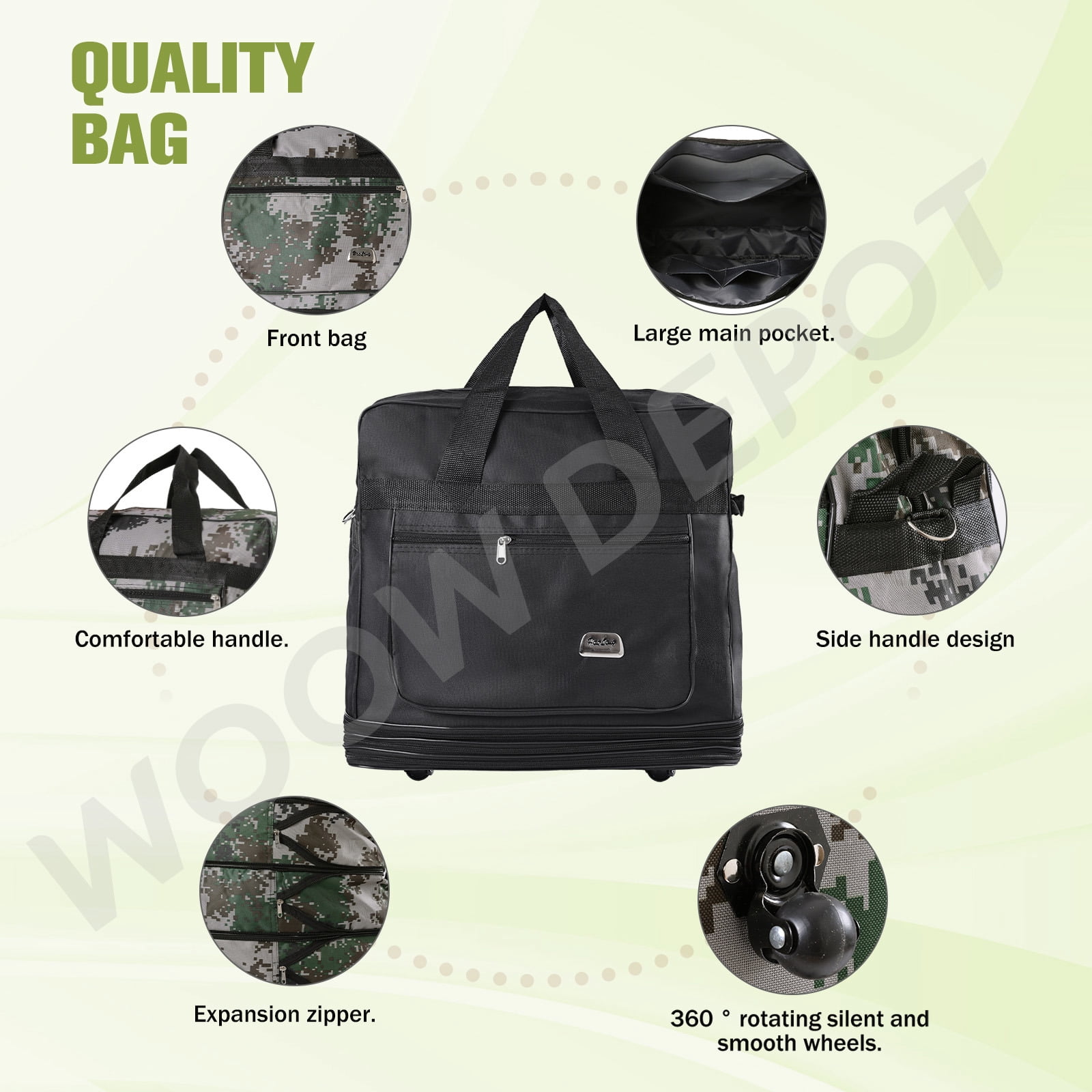 WOOW DEPOT 30in Expandable Suitcase Bag 3 Layer Foldable Rolling Wheeled Luggage Handbag Large for Home Storage Travel Business Moving