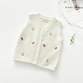 thumbnail image 4 of Coerni Baby Girls Toddler Floral Knit Sweater Vest, Sleeveless V Neck Cardigan, Girls Button Down Embroidered Flower Tank Tops, 4 of 4