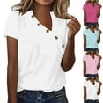 thumbnail image 2 of fheaev Hauts d'Été pour Femmes 2025 Vacances Sortie Mode Femmes T-Shirt Col en V Manches Courtes Blouse Décontractée, 2 of 6