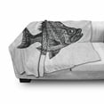 thumbnail image 3 of Fish Soft Flannel Fleece Throw Blanket, Vintage Design Rock Bass Fish Hand Drawn in Black and White Aquatic Image, Cozy Plush for Indoor and Outdoor Use, 70" x 90", Black White, by Ambesonne, 3 of 6