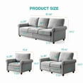 thumbnail image 7 of Living Room Sofa Set, Comfy Upholstered Loveseat Sofa and 3-seat Sofa with Silver Nails Decoration, Lounge Couch with Armrest and Solid Wood Legs for Living Room and Bedroom, Gray, 7 of 7