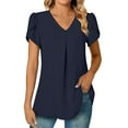thumbnail image 1 of 2025 Top túnica de manga corta con cuello en V de gasa para mujer, ideal para leggings - Mezcla ligera de rayón, tallas S-XXL, 1 of 6