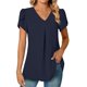 thumbnail image 1 of 2025 Top túnica de manga corta con cuello en V de gasa para mujer, ideal para leggings - Mezcla ligera de rayón, tallas S-XXL, 1 of 6