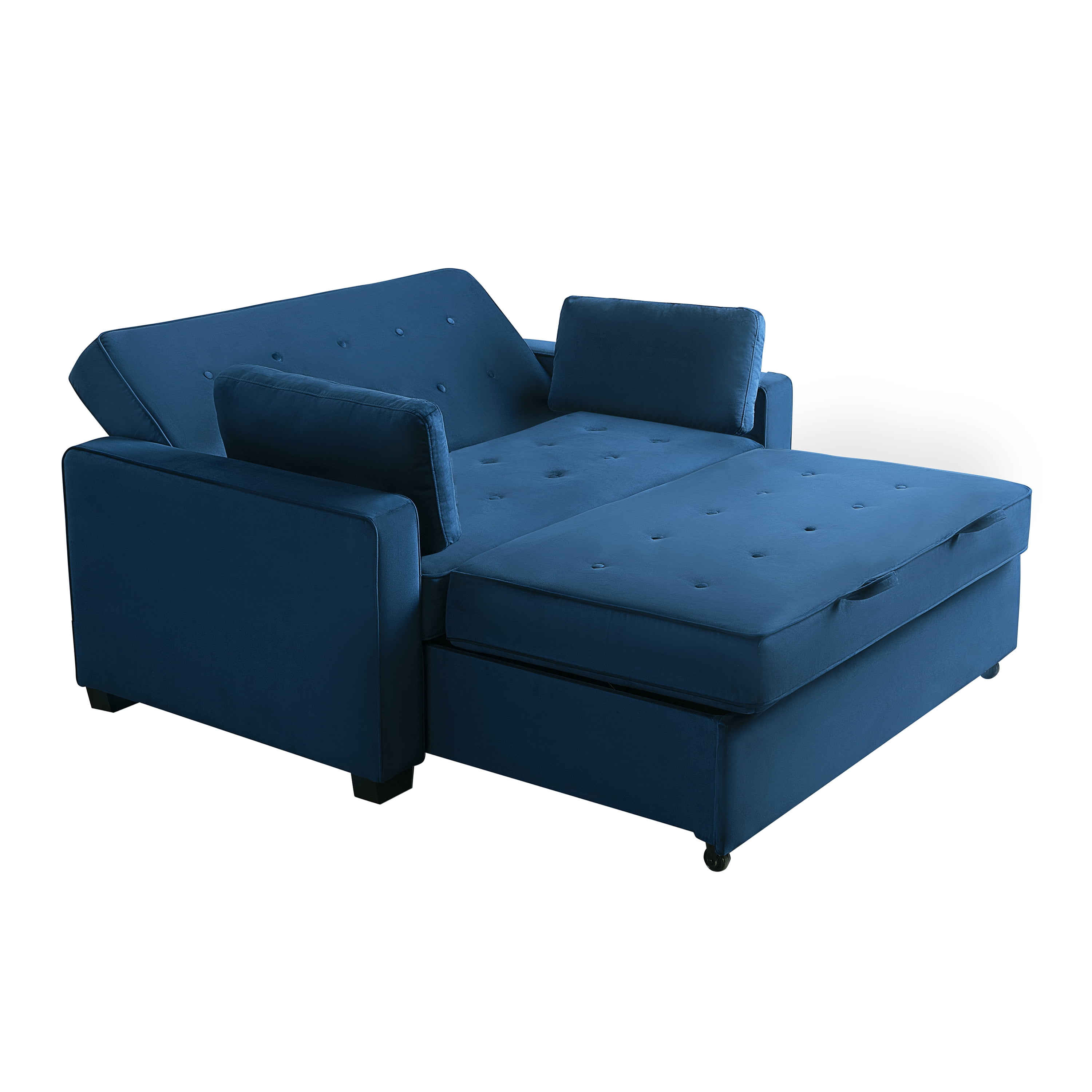 Serta Monroe Modern Convertible Sofa with Queen Size Sleeper, Navy Blue Woven Fabric