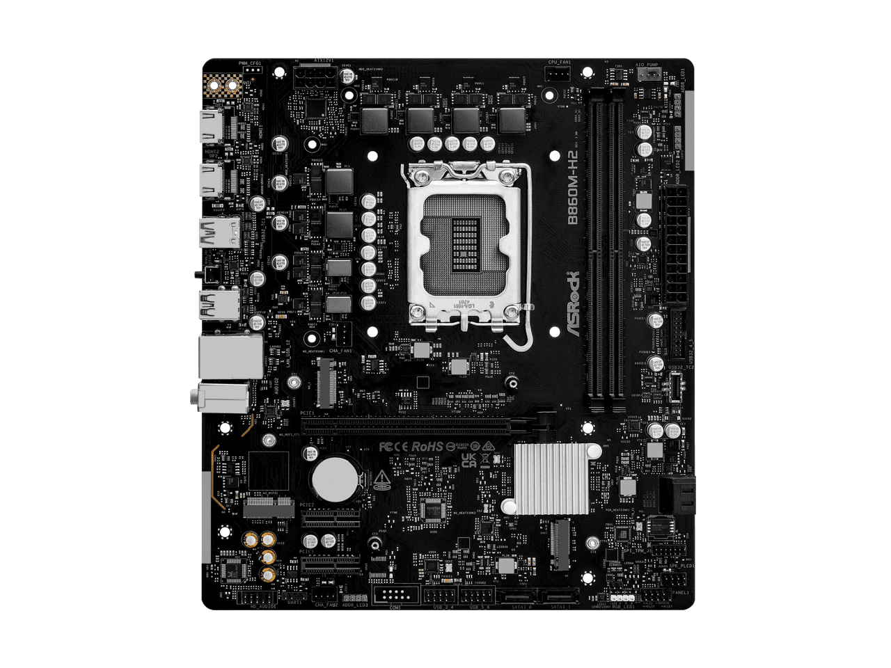 ASRock B860M-H2 LGA 1851 Intel B860 SATA 6Gb/s Intel Core Ultra DDR5 Micro ATX Motherboard