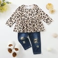 thumbnail image 4 of 18-24 Months Infant Baby Girl Newborn Clothes Baby Girls Outfits Long Sleeve Leopard Tops With Denim Pant Set Blue, 4 of 10