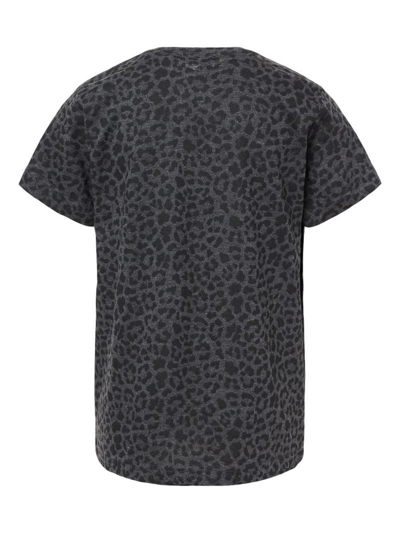 LAT B38038856 Youth Fine Jersey T-Shirt, Black Leopard