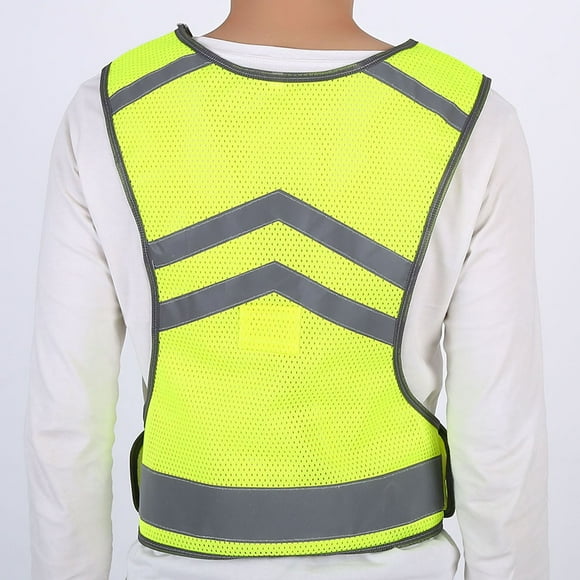 Vests For Men Running Hi Vis Vest Fluoresnt Yellow Polyester High Visibility Adjustable Reflective Vest For Outdoor Sports Cycling Running Hiking