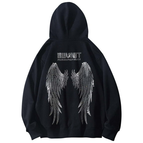 Hoodies for Men Graphic Hoodies for Men Street Style Rhinestone Hoodie Unisex Oversized Winter Lined Pullover
