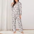 thumbnail image 2 of Honeii Cherry Berries Print Women's Pajama Sets Long Sleeve Button Down Sleepwear Nightwear Soft Pjs Lounge Sets 2PCS-X-Large, 2 of 7