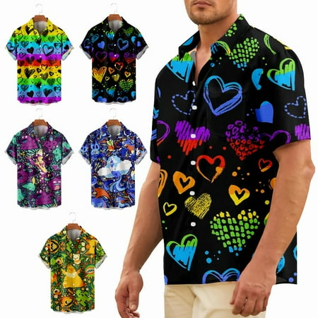 

Family Matching Love Collared Tee Shirts Loose Fit Holiday Blouses for Men Women