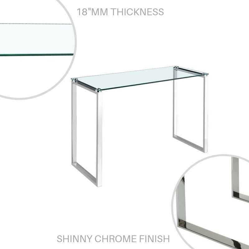 Gyna console table large glass top with shiny gold legs