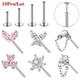 thumbnail image 2 of QQTDFG 10 Pcs/Lot Surgical Steel Labret Lip Rings Accessories Top with Base Jewelry Kit-Set 1 (20G), 2 of 9