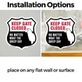 thumbnail image 3 of Keep Gate Closed No Matter What The Sheep Say (5 Pack) 6 inch X 6 inch Shield Shaped Heavy Duty 3.2 mil Vinyl Decals Weather Resistant Made in the USA, 3 of 5
