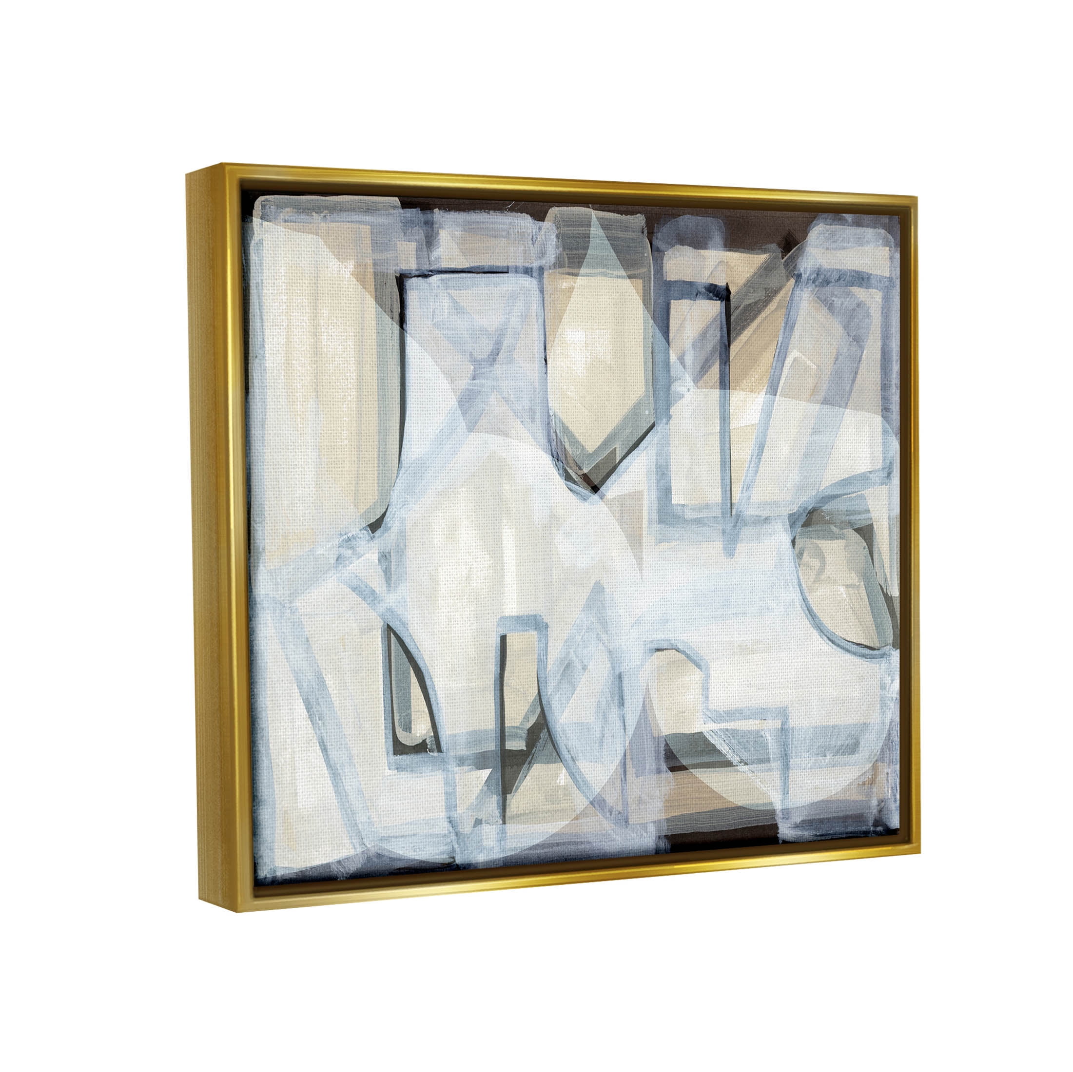 Stupell Industries Abstract Overlapping Geometric Shapes Painting Metallic Gold Floating Framed Canvas Print Wall Art, Design by Cartissi