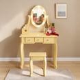 thumbnail image 2 of Hassch Small Vanity Desk with Lighted Mirror and Stool, Makeup Table with 5 Drawers, 23.6" Dressing Table with 2 Boxes for Bedroom, Easy Assembly, Orange, 2 of 6