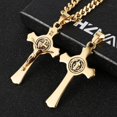 thumbnail image 2 of HZMAN Stainless Steel Saint St St. Benedict Crucifix Cross Pendants Necklace INRI (Gold), 2 of 6