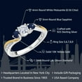 thumbnail image 2 of Gem Stone King 925 Silver and 10K Yellow Gold Moissanite Blue Sapphire and Lab Grown Diamond 3 Stone Engagement Ring for Women 0.56 Cttw, Gemstone Birthstone (Size 7), 2 of 4
