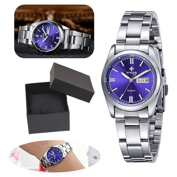 AMERTEER Women Watches, Ladies New Fashion Waterproof Quartz Clocks Watch Women Stainless Steel Date Gift,Dial Women Analog Watch with Stainless Steel Expansion Band