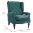 thumbnail image 3 of HOMCOM Button-Tufted Accent Chair with Wing Back Rounded Arms Dark Green, 3 of 10