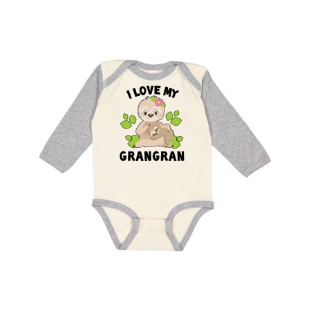 

Inktastic Cute Sloth I Love My Grangran with Green Leaves Gift Baby Boy or Baby Girl Long Sleeve Bodysuit