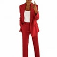 thumbnail image 3 of GILIGEGE Two Piece Sets for Women Sets Women 2 Outfits Outfits 2025 Casual Pant Suits Plus Size Wide Pants Suit Set Red 3Xl, 3 of 6