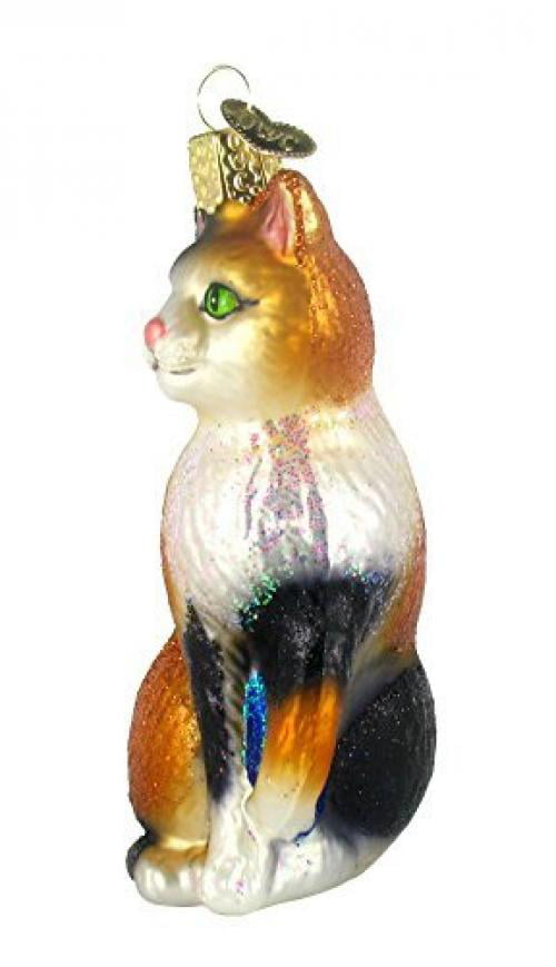 Derpy Cat Ornament Christmas Tree Accessory Glass Kitty Acetate Tube 