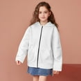 thumbnail image 4 of Girls Boys Children Fleece Plain Hoodie Top Full Zip Hooded Sweatshirts Warm Jackets Fall Winter Casual Long Sleeve Coat with Pockets Sweat Tops Baggy Dailywear Sportswear, 4 of 5
