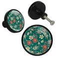 thumbnail image 2 of 4 Pcs Vintage Floral Print Knobs for Kitchen Cabinet Cupboard Dresser Bookcase Drawer Pulls Handles Round Home Decor, 2 of 5