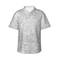 thumbnail image 1 of Fotbe Silver Glitter Camisa Hawaiana para Hombre Unisex – Camisa Casual de Verano con Botones de Manga Corta de Algodón y Lino,Medium, 1 of 7