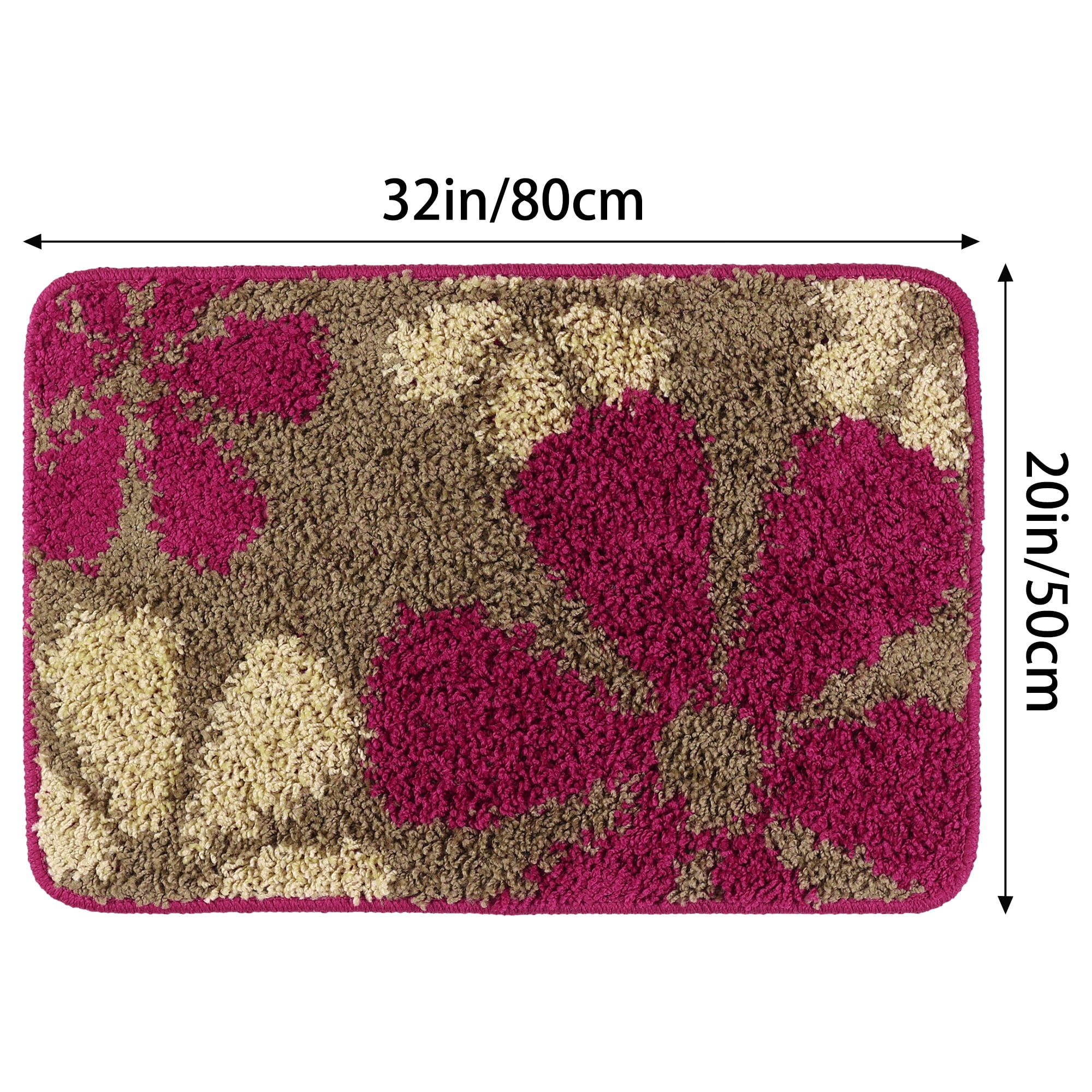 Unique Bargains Floral Bath Mat Checked Washable Bath Carpet for Bathroom Floor Red Yellow-2 20"x32"