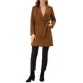 thumbnail image 2 of Allegra K Women's Notched Lapel Wrap Belted Pockets Long Winter Trenchcoat, 2 of 6
