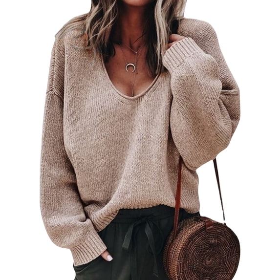 Frontwalk Women Casual Winter Warm Pullover Solid Color Cozy Sweater Ladies Stretch Loungewear Knitted Sweaters