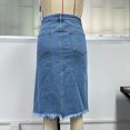 thumbnail image 6 of Women's Front Slit Blue Denim Skirt Pockets High Waist Slim Zipper Fly Midi Skirts Spring Female Casual Streetwear, 6 of 8