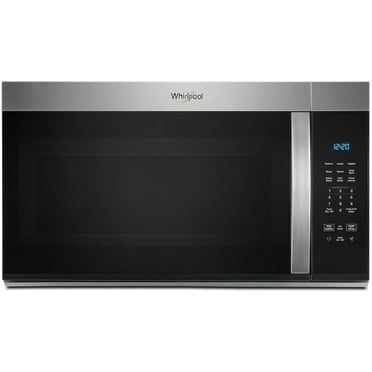 Whirlpool 1.7 cu. ft. Over-the-Range Microwave Oven with 1,000 Watts, 2-Speed 300 CFM Venting System, Add 30 Seconds, Dishwasher-Safe Turntable Plate, and Cooktop Lighting: Stainless Steel