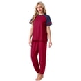 thumbnail image 6 of MINTREUS Lounge Sets for Women Two Piece Pajama Set Short Sleeve Pjs Joggers Long Pants Tracksuit with Pockets, 6 of 7