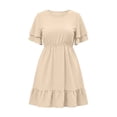 thumbnail image 5 of Karymi Plus SizePolka Dot Ruffle Sleeve Dress, Round Neck Elastic Waist Tiered Flounce Hem Casual A-Line Summer Dress Easter Dress, 5 of 7