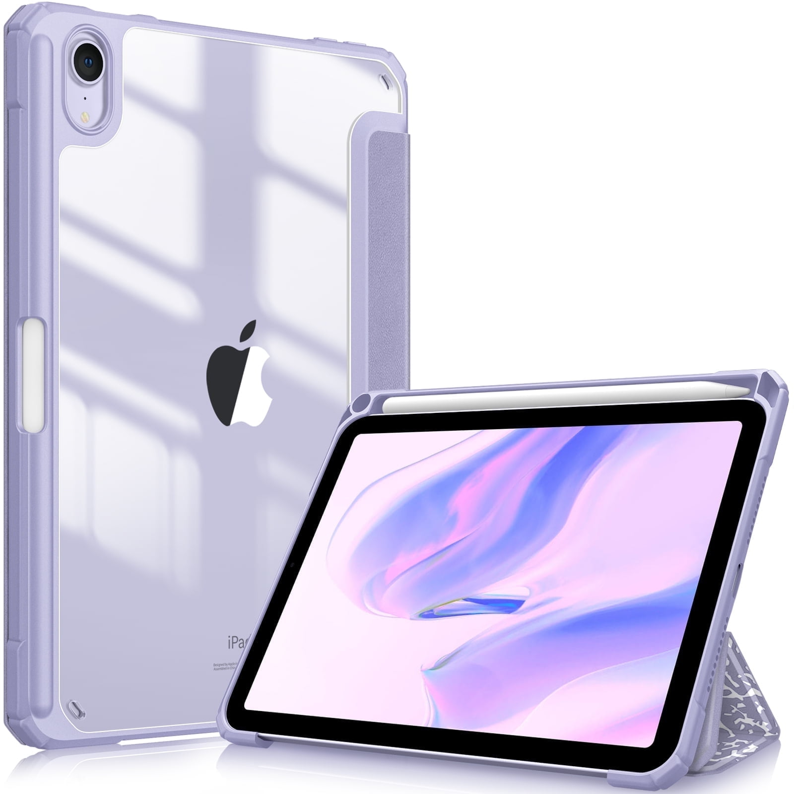 Fintie Hybrid Slim Case for iPad Mini 7 (A17 Pro) 2024 / iPad Mini 6 2021 - Shockproof Clear Transparent Back Shell with Pencil Holder