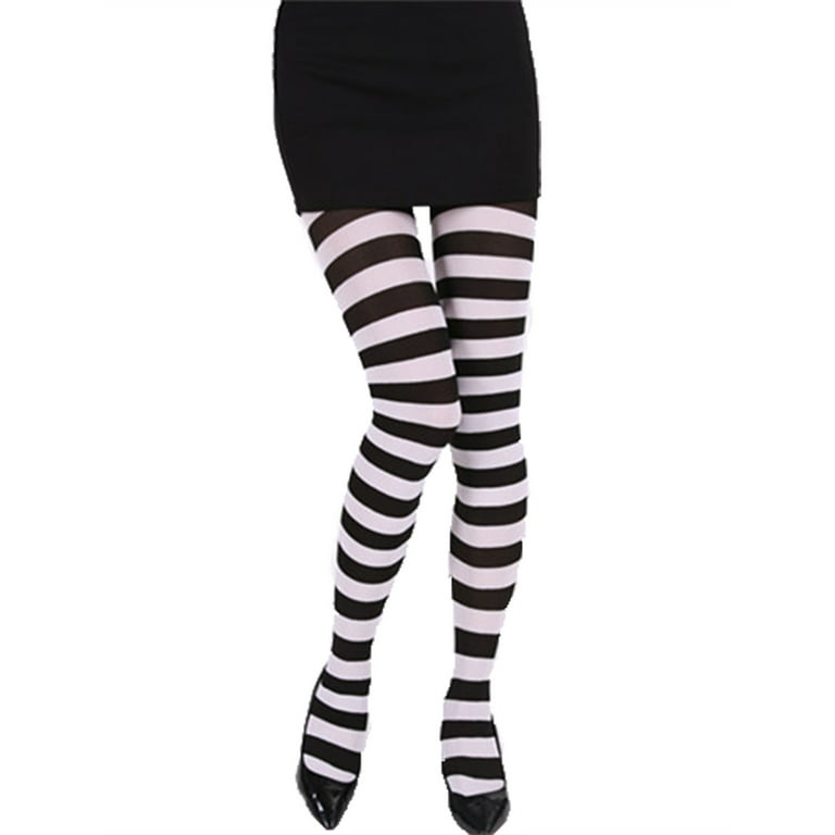 Gwiyeopda Women's Striped Tights Opaque Microfiber Stockings Christmas Footed  Pantyhose 