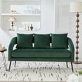 thumbnail image 2 of 53.7"Modern Upholstered Velvet Open Back Loveseat Settee with 3 Pillows, Small Comfy Sofa 2-Seater Mini Sofa for Small Space with Metal Legs, Living Room Bedroom Office Dorm Studio Apartment, Green, 2 of 9