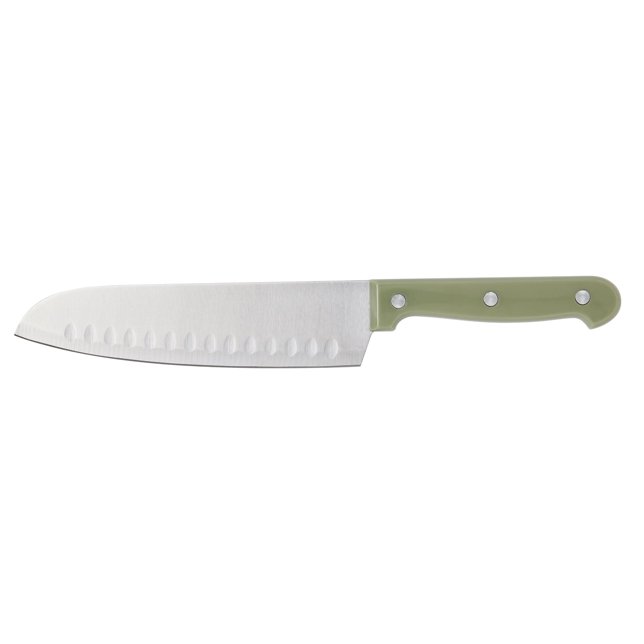 Basic Essentials 12 Piece Stainless Steel Kitchen Knife Set with Wood Block, Sage Green