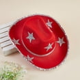 thumbnail image 4 of RUINIXCW Women Cowboy Hat Shinny Rhinestone Star Cowgirl Hat Wide Brim Diamond Felt Western Hat Wedding Music Carnival Dress-up Party Costume Accessories, 4 of 8