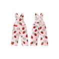 thumbnail image 2 of BemeyourBBs Toddler Baby Girl Summer Clothes Infant Baby Girls Overalls Romper Jumpsuit Cute Strawberry Floral Print Sleeveless Adjustable Strap Overall Pants with Pockets, 2 of 9